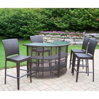 Oakland Living All Weather Wicker Half Round Patio Bar Set   Home Bars