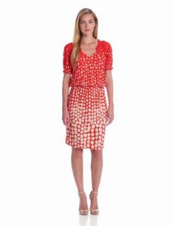 Jessica Howard Women's Short Sleeve Blouson Dress, Orange, 14 at  Womens Clothing store: