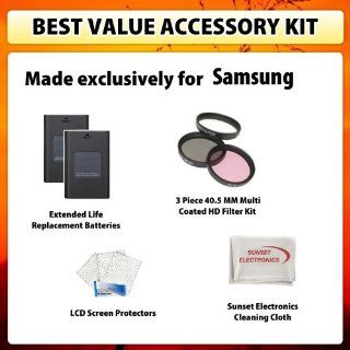 Best Value Accessory Kit For Samsung NX 100 NX100, NX 200 NX200, NX 10 NX10 Digital Camera Includes 2 Pack Of Li Ion Extended Life Replacement Battery Pack for Samsung ED BP1310 BP1310 1500mAh Each, 3000mah Total! + 3 Piece 40.5 MM Multi Coated HD Filter K