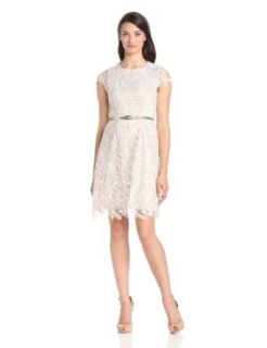 Eliza J Women's Lace Cap Sleeve Dress, Ivory, 10 at  Womens Clothing store