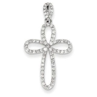 14k White Gold Diamond Cross Pendant. Carat Wt  0.56ct. Metal Wt  1.75g: Earrings: Jewelry