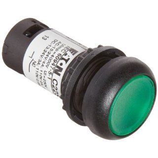 Eaton C22S DRL G K10 24 Pushbutton Switch, Illuminated, Flush Mounted, Maintained Operation, Green LED Color, Black Bezel Color, SPST NO Contacts, 24VAC/VDC Voltage: Electronic Component Pushbutton Switches: Industrial & Scientific