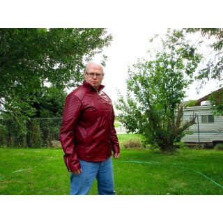 Super Red Man Jacket   PU Leather Outerwear: Clothing