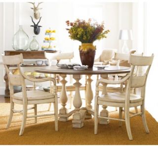 Stanley Furniture Classic Old World 5 Piece Round 54 in. Dining Set   Belgian White   Dining Table Sets