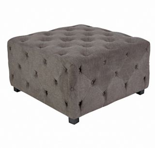 angelo:HOME Duncan Parisian Large Tufted Cube   Smoky Gray   Ottomans