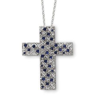 September Birthstone, Cross Necklace in Silver: Jewelry