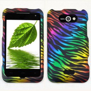 MINITURTLE, Slim Fit Rubber Feel 2 Piece Graphic Image Snap On Hard Phone Case Cover and Screen Protector for Prepaid Android Smartphone LG Motion MS770 LG Optimus Regards LW770 /MetroPCS /Cricket (Black Rainbow Zebra): Cell Phones & Accessories
