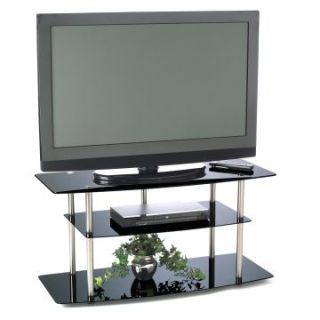 Convenience Concepts Classic Black Glass 3 Shelf TV Stand   TV Stands