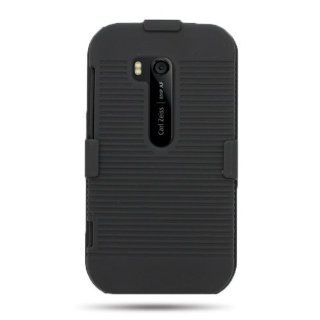 CoverON COMBO BLACK Hard Snap On Cover Case Holster Clip for NOKIA 822 LUMIA / ATLAS VERIZON [WCD176]: Cell Phones & Accessories
