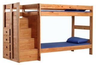 Chelsea Home Twin over Twin Staircase Bunk Bed   Ginger Stain   Bunk Beds