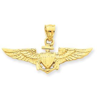 Gold and Watches 14k Large US Naval Aviator Badge Pendant: Charms: Jewelry