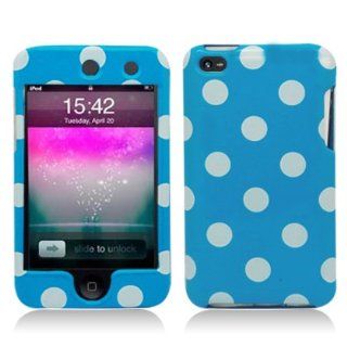 Apple iPod Touch 4   Premium Hard Shell Case (Polka Dots   Baby Blue / White)   Players & Accessories