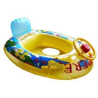 (Yellow) Baby Summer Swim Ring Seat Float Boat Inflatable Swimming Train Water Pool Wheel: Toys & Games