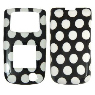 Samsung A847 Rugby 2 AT&T   White Polka Dots on Black Hard Plastic Cover,Case, Face cover, Protector Cell Phones & Accessories