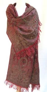 Embroidered Beaded Indian Paisley Wool Shawl Wrap Scarf Stole Throw Antique Burgundy Red 40" x 80" at  Womens Clothing store: Pashmina Shawls