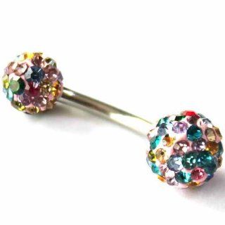 White Multicolor Ball Brilliant Belly Dance Button Navel Ring Piercing: Strands Of Beads: Jewelry