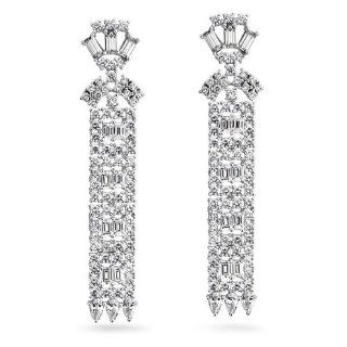 Bling Jewelry Gatsby Inspired CZ Art Deco Bridal Chandelier Earrings 925 Silver: Dangle Earrings: Jewelry