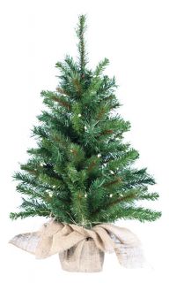 30 in. Pine Pre lit Christmas Tree with Burlap Bag Base   Christmas Trees