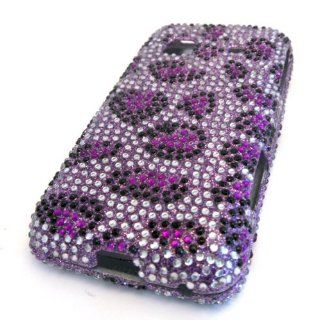Samsung Galaxy M828c Precedent Straight Talk Purple Leopard Cheetah Print Fashion Bling Pretty Design Skin Cover Case Protector Hard: Cell Phones & Accessories