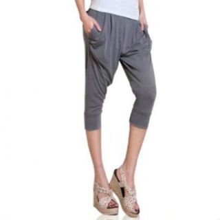 LOCOMO Women Casual Baggy Harem Pant Drape Pocket One Size (S M) Gray FFT090GRY at  Womens Clothing store