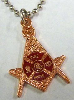 Firefighter Fire Fighter Fireman Paramedic Masonic Freemason Pendant Necklace w/ball chain: Everything Else