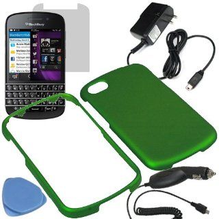 BW Hard Shield Shell Cover Snap On Case for AT&T, Sprint, Verizon BlackBerry Q10 + Tool + LCD + Car + Home Charger  Green: Cell Phones & Accessories