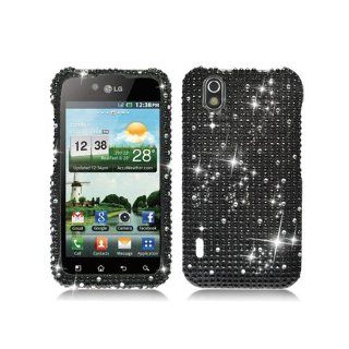 Black Bling Gem Jeweled Crystal Cover Case for LG Ignite 855 Marquee LS855 Sprint LG855 Boost L85C NET10 Straight Talk Optimus Black P970 L85C Majestic US855 US Cellular: Cell Phones & Accessories