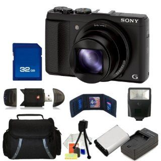 Sony DSC HX50V/B 20.4MP Digital Camera with 3 Inch LCD Screen (Black) Kit. Includes: 32GB Memory Card, High Speed Memory Card Reader, Extended Life Replacement Battery, Slave Flash & More : Digital Camera Accessory Kits : Camera & Photo