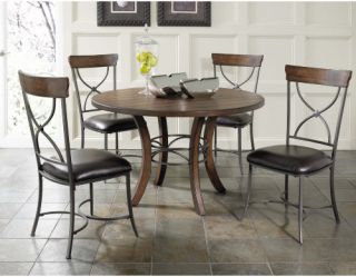 Hillsdale Cameron 5 Piece Round Wood Dining Table Set with X Back Chairs   Dining Table Sets