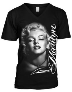 Marilyn Monroe Mens V Neck T shirt, Marilyn Monroe and Signature Men's V neck Shirt: Novelty T Shirts: Clothing