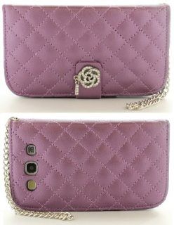 Purple Plush Faux Leather Chain Bling Cover Case for Samsung Galaxy S3 S III: Cell Phones & Accessories