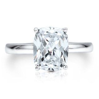 Sterling Silver 925 Cubic Zirconia Cushion Cut Solitaire Ring   Nickel Free Engagement Wedding Ring Size 7: BERRICLE: Jewelry