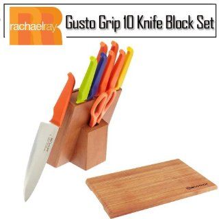 Furi FUR859 Rachael Ray Gusto Grip Basic 10 Piece Knife Block Set With Wusthof Bamboo Cutting Board: Kitchen & Dining