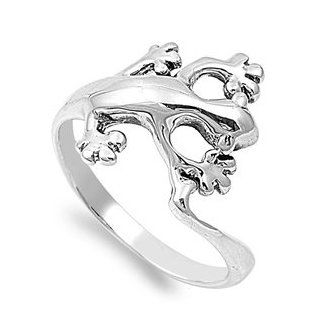 Sterling Silver Lizard Ring   Sterling Silver Gecko Ring: Right Hand Rings: Jewelry