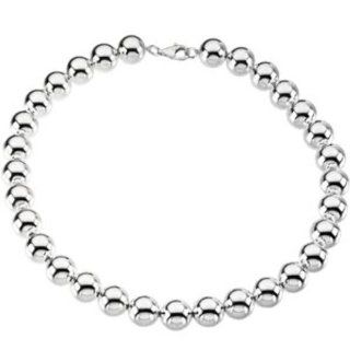 14mm Bead 18" Necklace in Sterling Silver: Jewelry