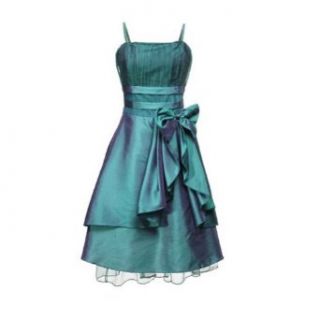 Zicac Vara Bow Satin Cocktail Evening Party Prom wedding Gown Formal Flower Girl Dress Green Wine Red Black (EUR MUS4 8, Green)