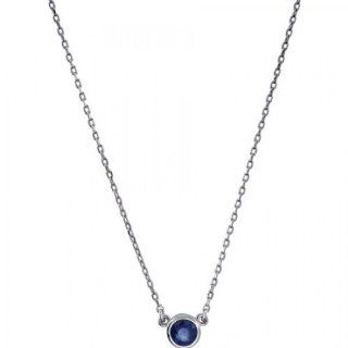 Sapphire Necklace in Sterling Silver   Spring Ring   Round Shape   Riveting Chain Necklaces Jewelry