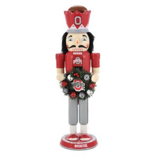 Forever Collectibles Collegiate 14 in. Wreath Nutcracker   Ohio State   Holiday Decorations