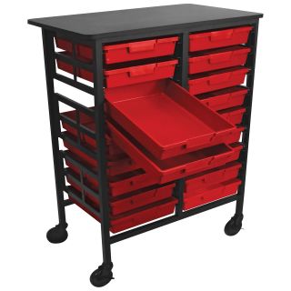 Luxor Metal Storage Unit with 18 Red Trays   Tool Chests & Cabinets