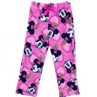 Disney "Minnie Mouse" Pink Girls Fleece Pajama Pants (7/8): Pajama Bottoms: Clothing