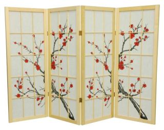 Oriental Furniture 48 Inch Low Cherry Blossom Shoji Screen Room Divider   Room Dividers