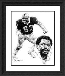 Framed Gene Upshaw Oakland Raiders   Black Double Mat : Sports Related Collectibles : Sports & Outdoors