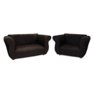 Fantasy Furniture Fancy Sofa and Chair Set   Black   Kids Arm Chairs