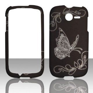 2D Butterfly on Black Huawei Ascend Y M866 TracFone , U.S.Cellular Case Cover Hard Phone Case Snap on Cover Rubberized Touch Faceplates: Cell Phones & Accessories