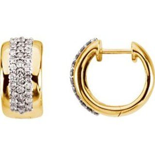 5/8 ct tw Diamond Earrings in 14k Yellow Gold Hoop Earrings Jewelry