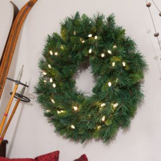 24 Inch LED Battery Operated Tiffany Prelit Wreath with Timer   Warm White Lights   Christmas Wreaths