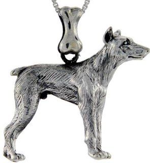 Sterling Silver Doberman Pinscher Dog Pendant : Jewelry