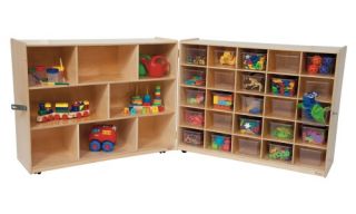 Wood Designs Natural Tray and Shelf Folding Storage with 25 Trays   Toy Storage
