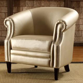 Jamey Metallic Golden Silver Club Chair   Leather Club Chairs