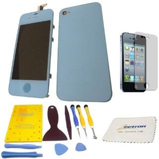 Zeetron Light Blue iPhone 4S Colorswap Color Conversion DIY Kit (Includes a Glass Screen Lcd Aseembly + Home Button + Back Door Assembly + Full Tool Kit & Screw Mat + Screen Protector + Zeetron Microfiber Cloth) (Do It Yourself Kit) Cell Phones &